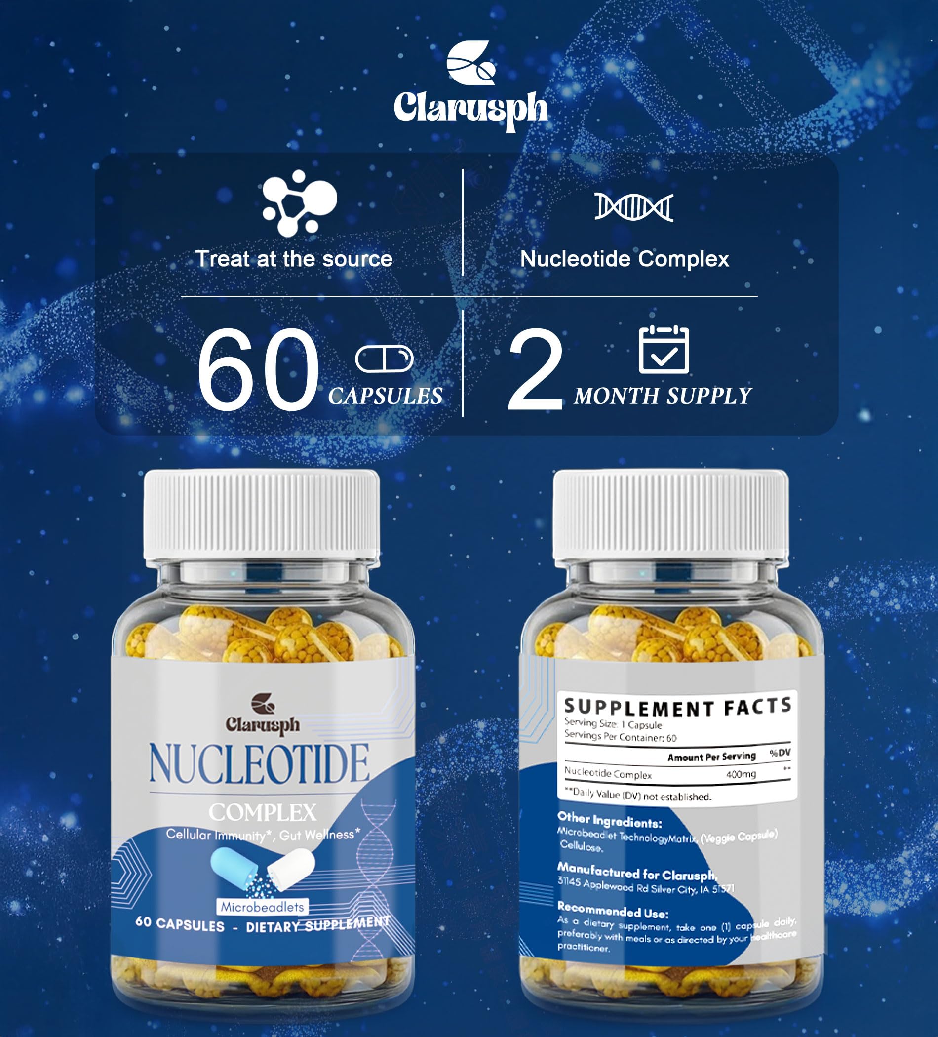 Clarusph Immunity capsules pour shot illustrating easy daily intake