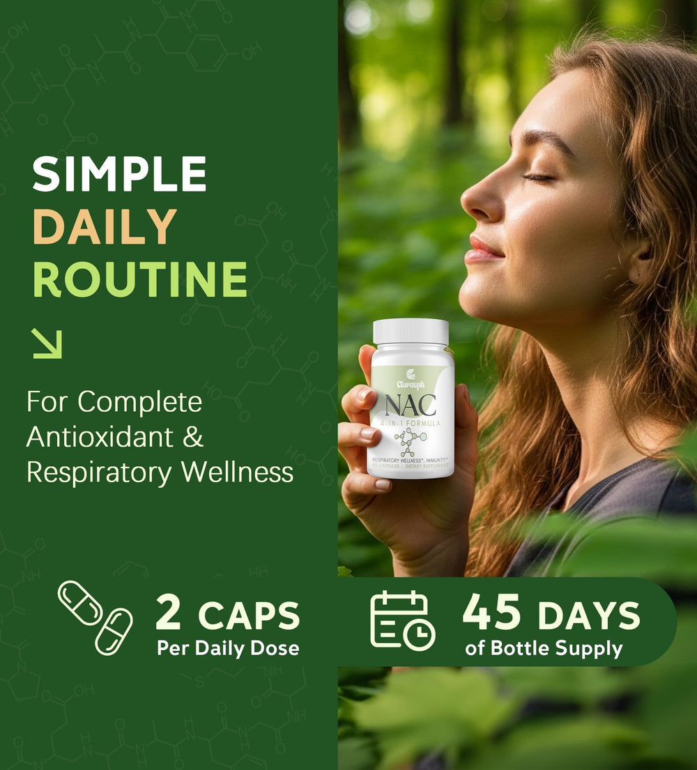 Clarusph NAC 90-day supply packaging emphasizing extended use.