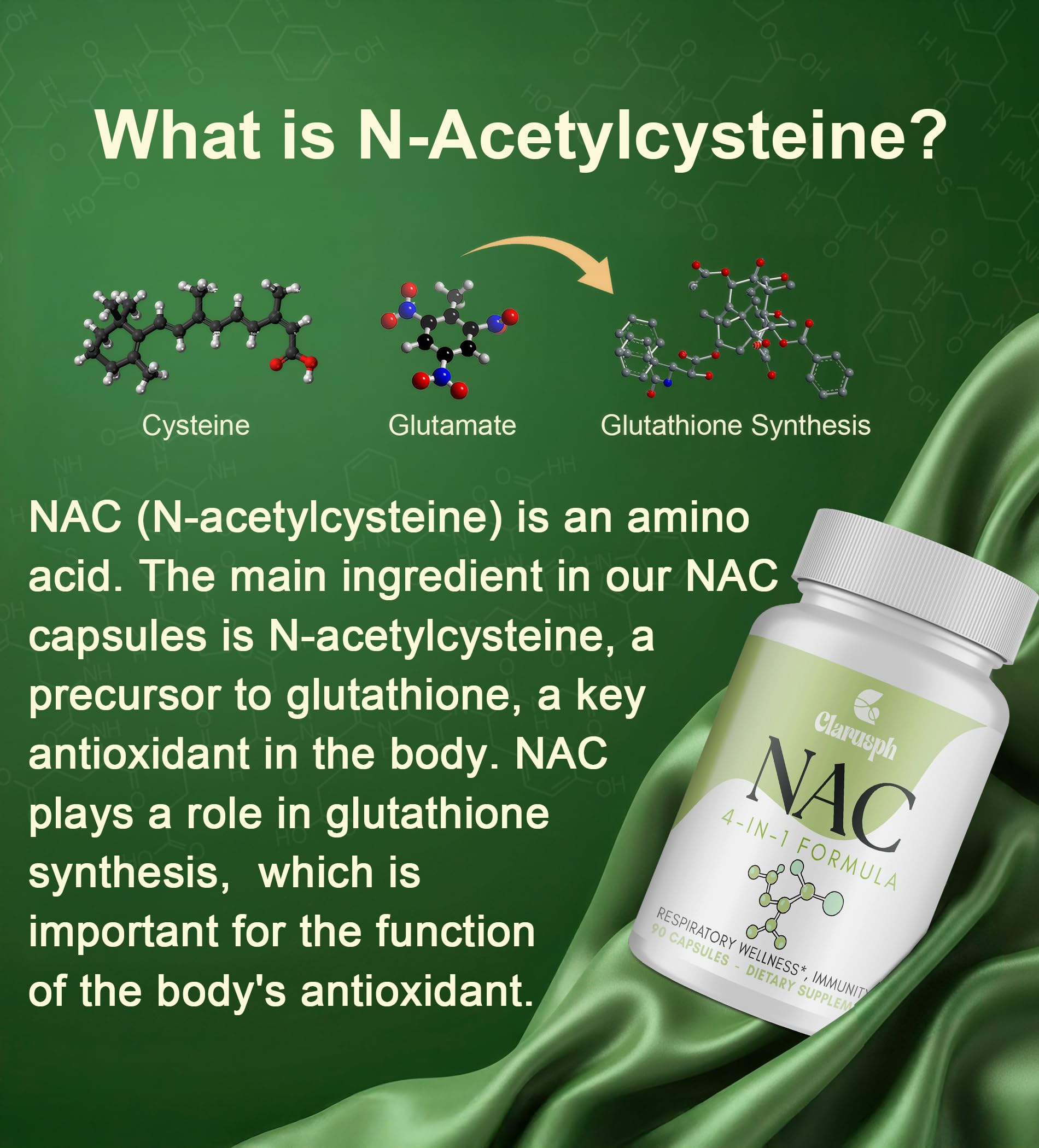 Clarusph NAC immune support and antioxidant blend for daily health.