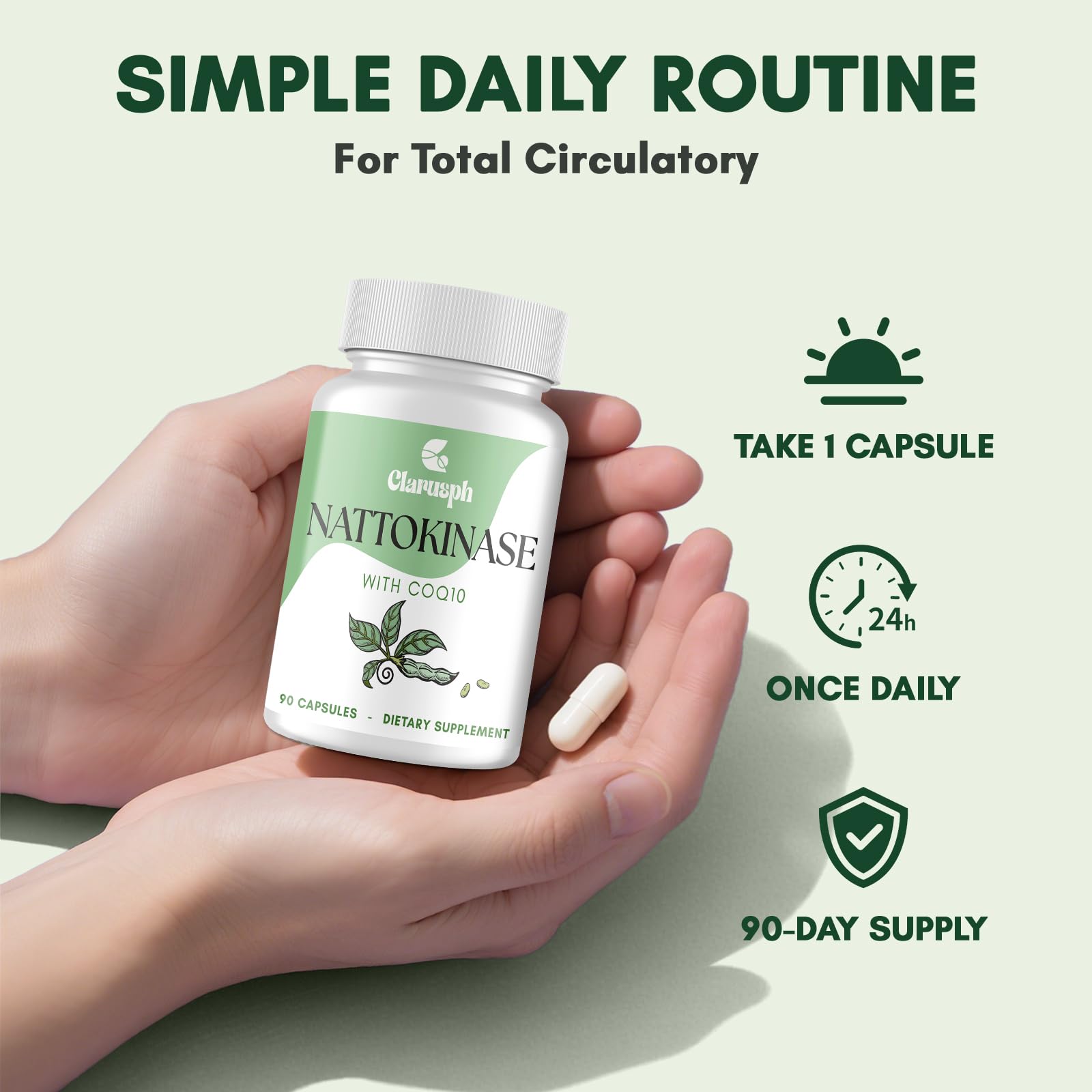 Clarusph bottle dispense view suggests easy daily dosing.