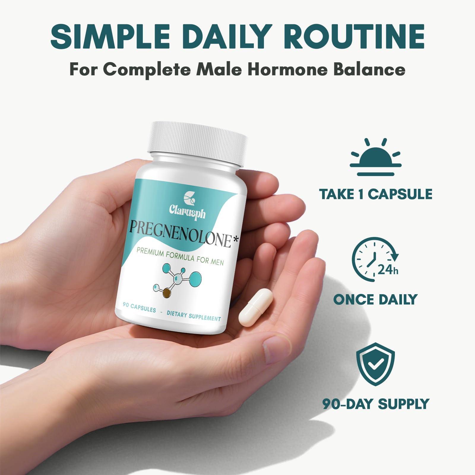 Clarusph simple daily routine package on a bedside table.