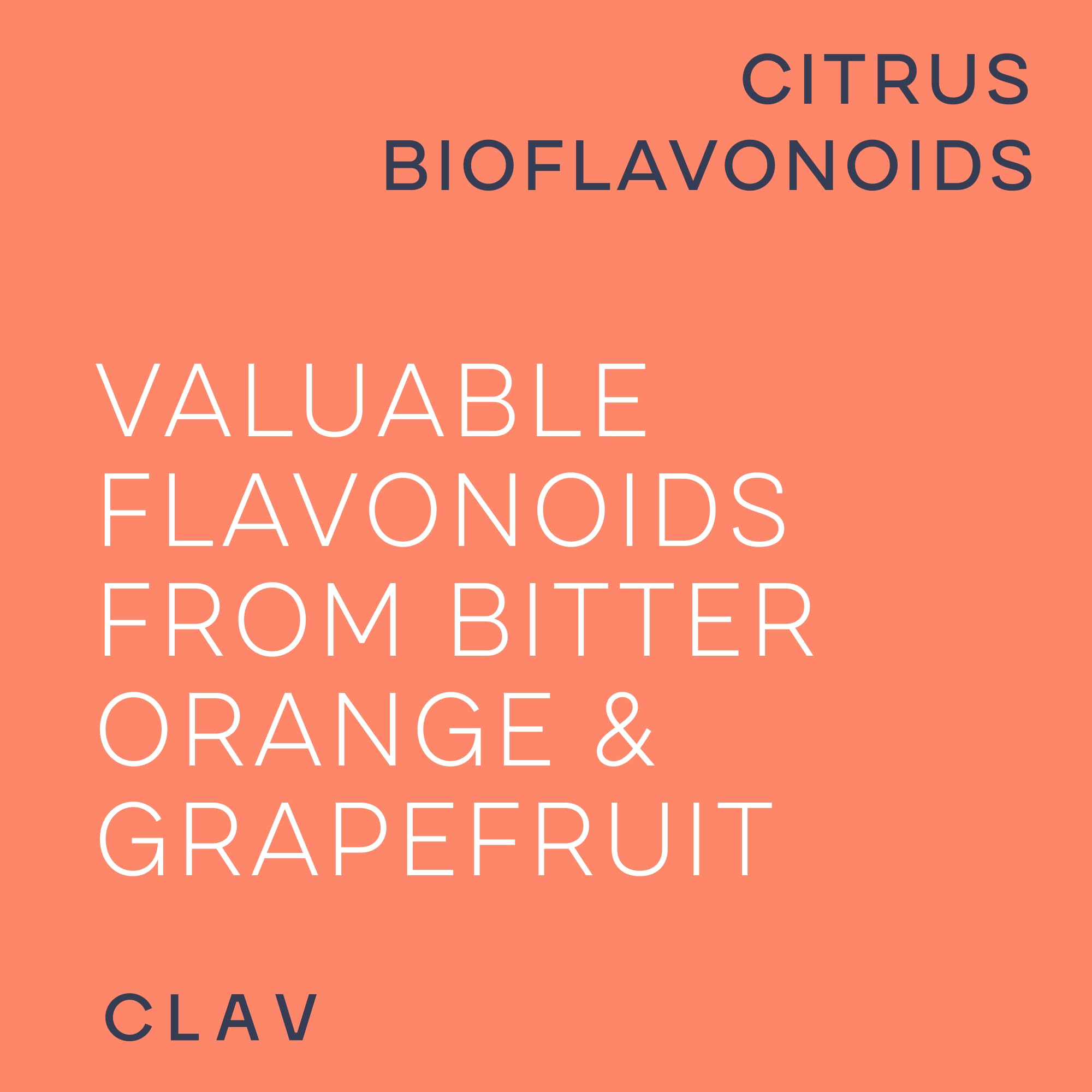 CLAV Citrus Bioflavonoids packaging flat lay for daily wellness
