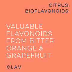 CLAV Citrus Bioflavonoids packaging flat lay for daily wellness