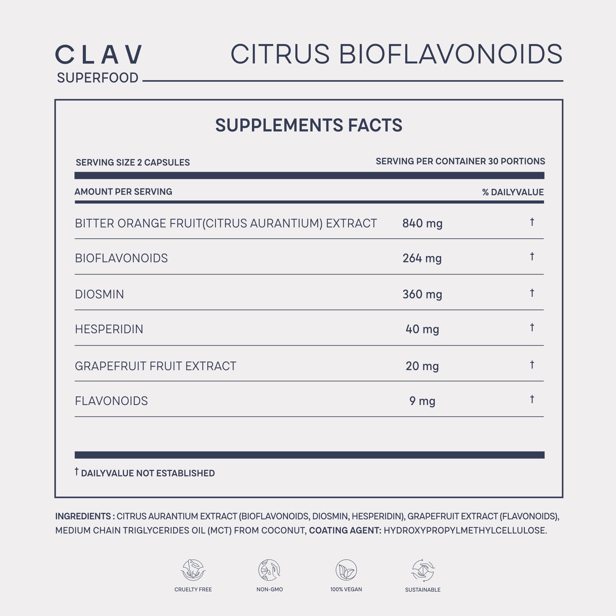CLAV Citrus Bioflavonoids vegan certification seal