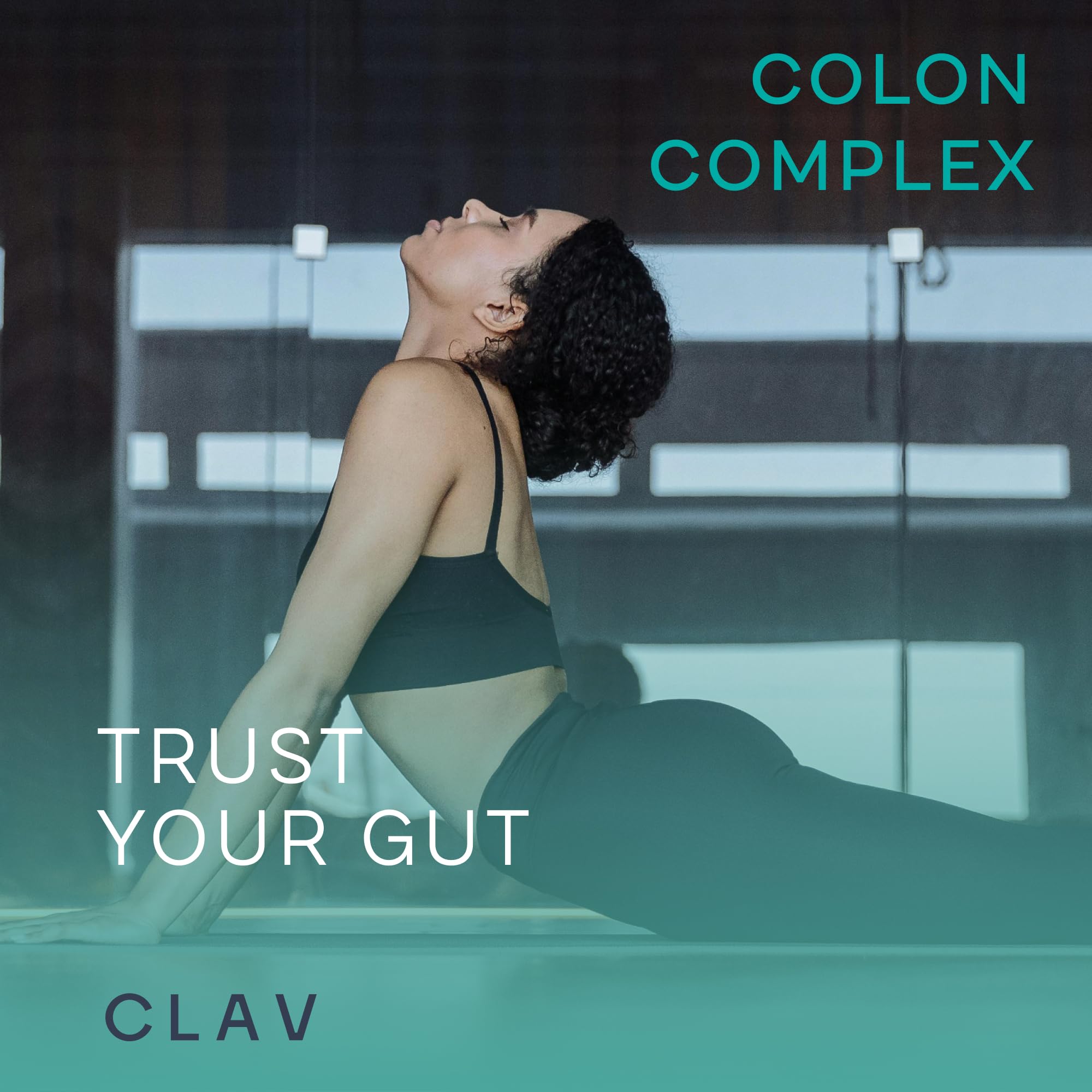 CLAV psyllium husk capsules daily-dose display emphasizing 2200mg per serving.