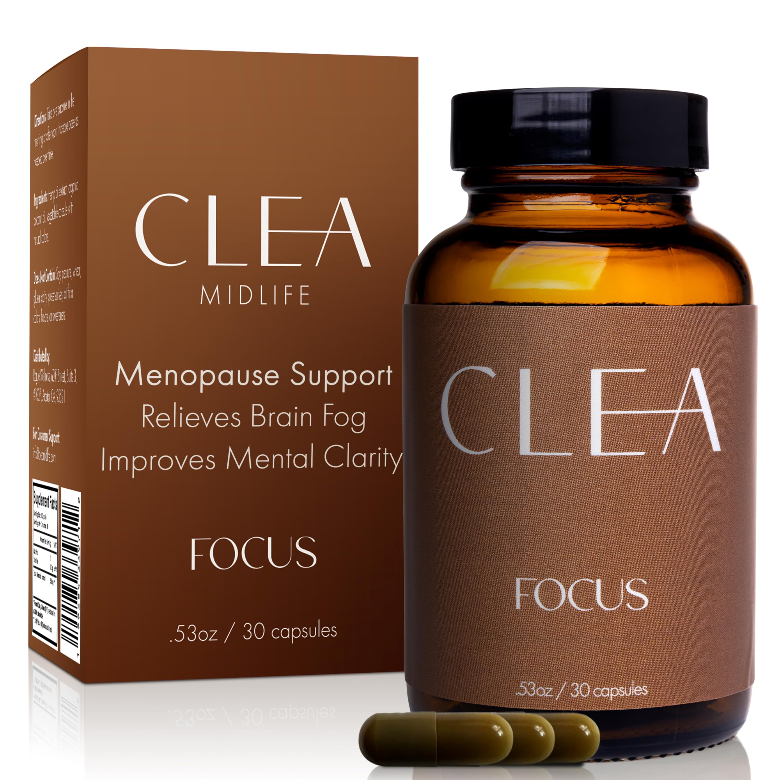 CLEA Midlife Focus bottle front view for memory support.
