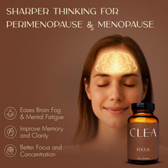 CLEA Midlife Focus label detail with memory and focus benefits.
