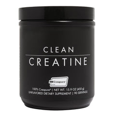 CLEAN Creatine unflavored powder in a jar for clean energy support during workouts.