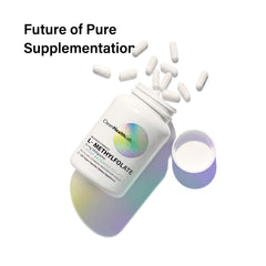 Clean Health Lab L-Methylfolate bottle label highlights active folate content.