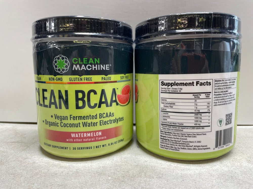 Clean Machine ingredient label shows 2:1:1 BCAA ratio