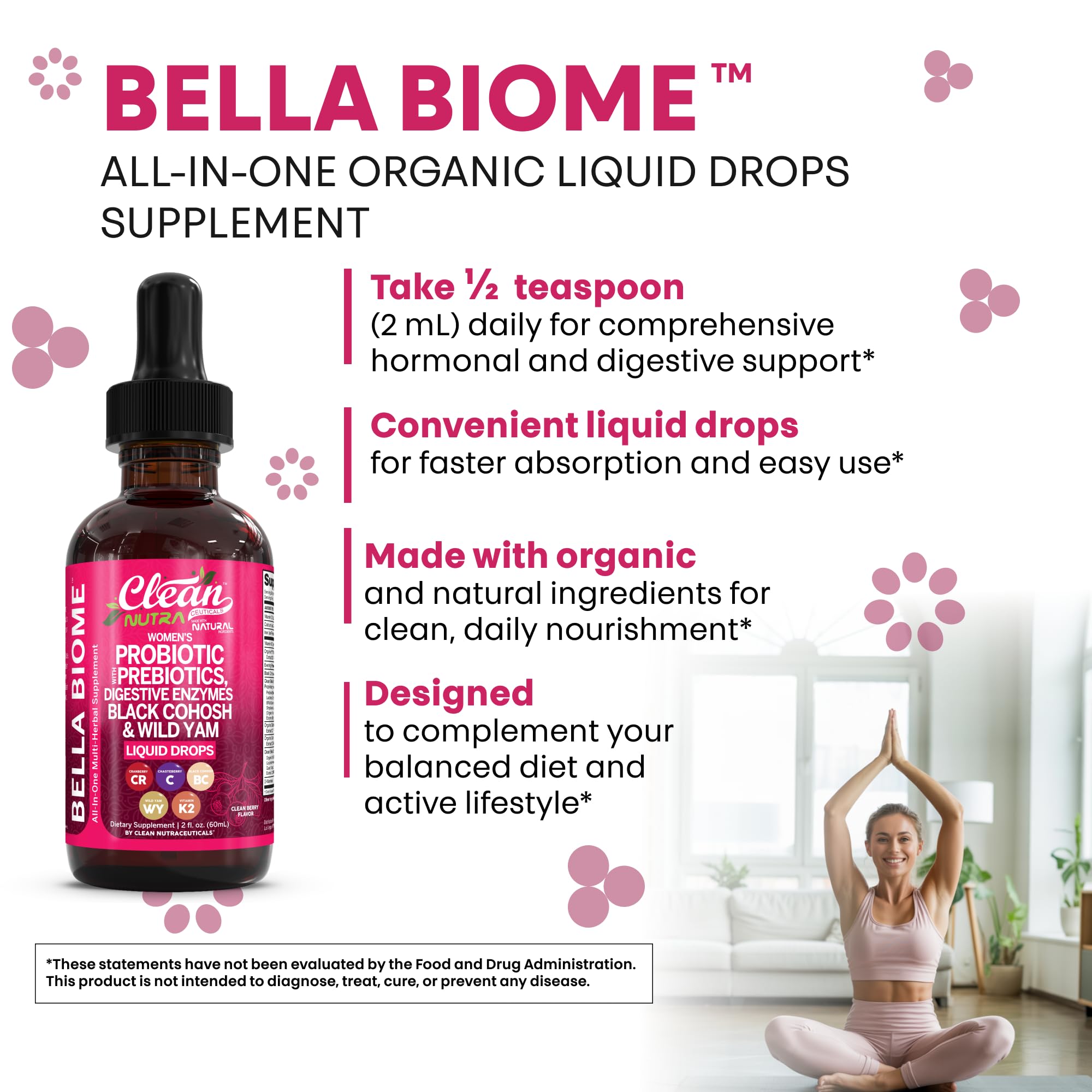 Clean Nutra Bella Biotics digestive enzymes aid nutrient absorption.