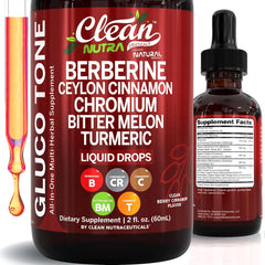 Clean Nutra Berberine bottle pouring cinnamon drops for daily dosing