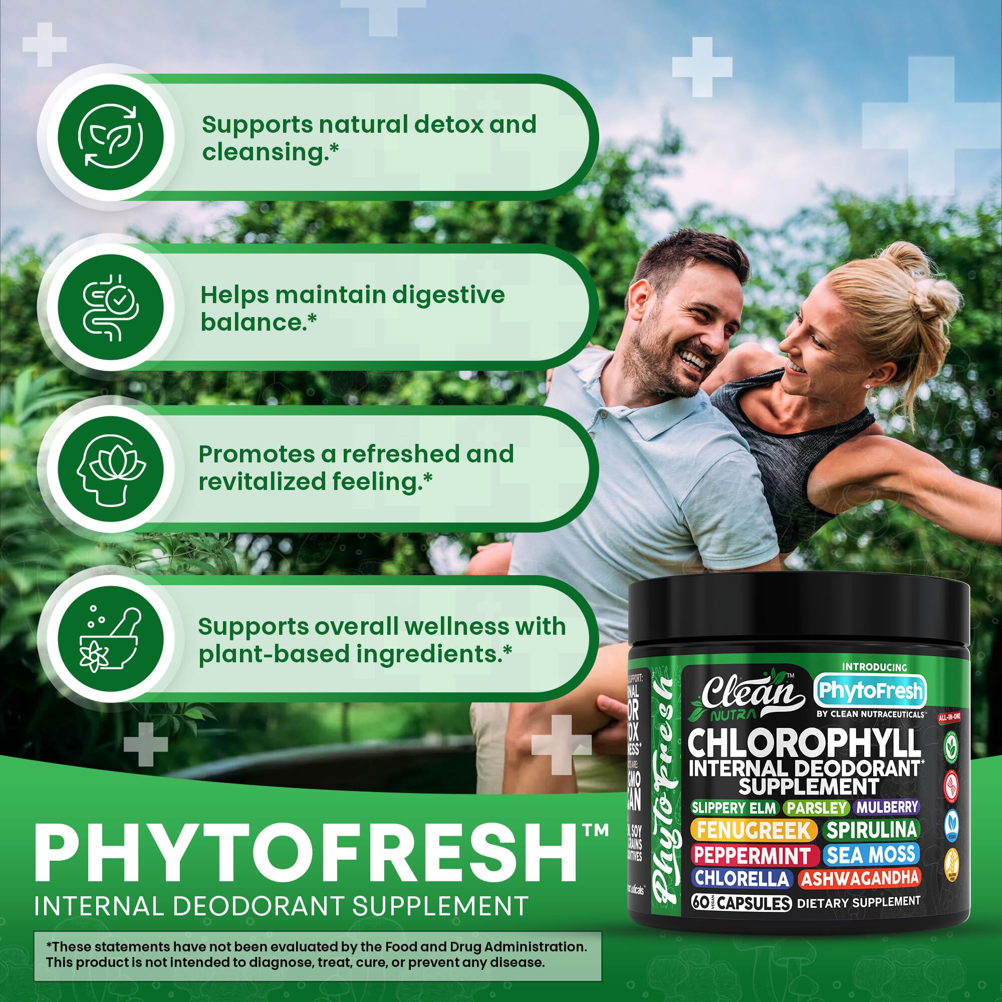 Clean Nutra Chlorophyll Capsules phytofresh-blend-pack showcases a complete greens solution for wellness