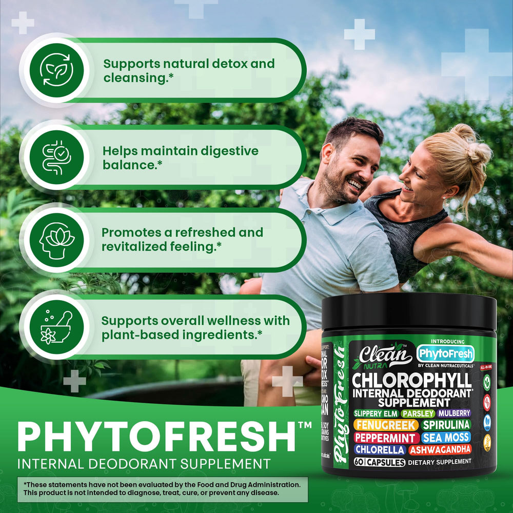 Clean Nutra Chlorophyll Capsules phytofresh-blend-pack showcases a complete greens solution for wellness