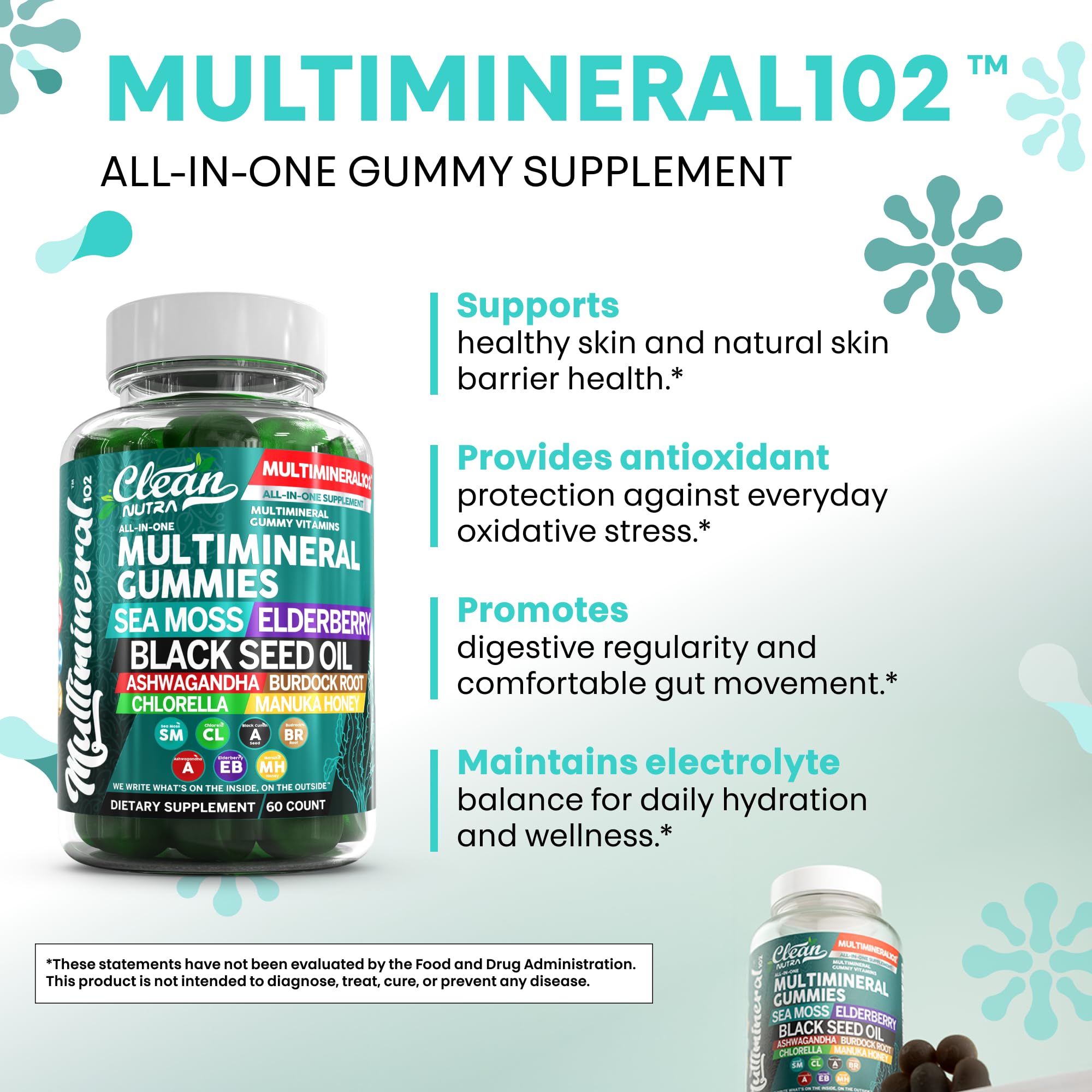 Lifestyle shot with adults and kids enjoying Clean Nutra gummies