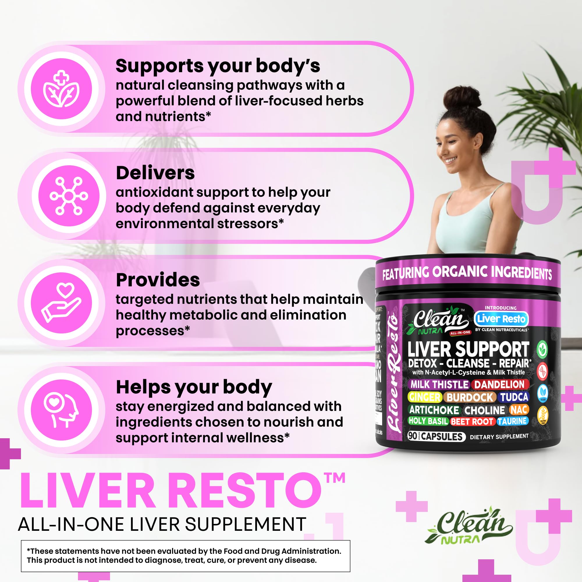 Clean Nutraceuticals Liver Resto artichoke leaf extract highlights detox-friendly ingredients
