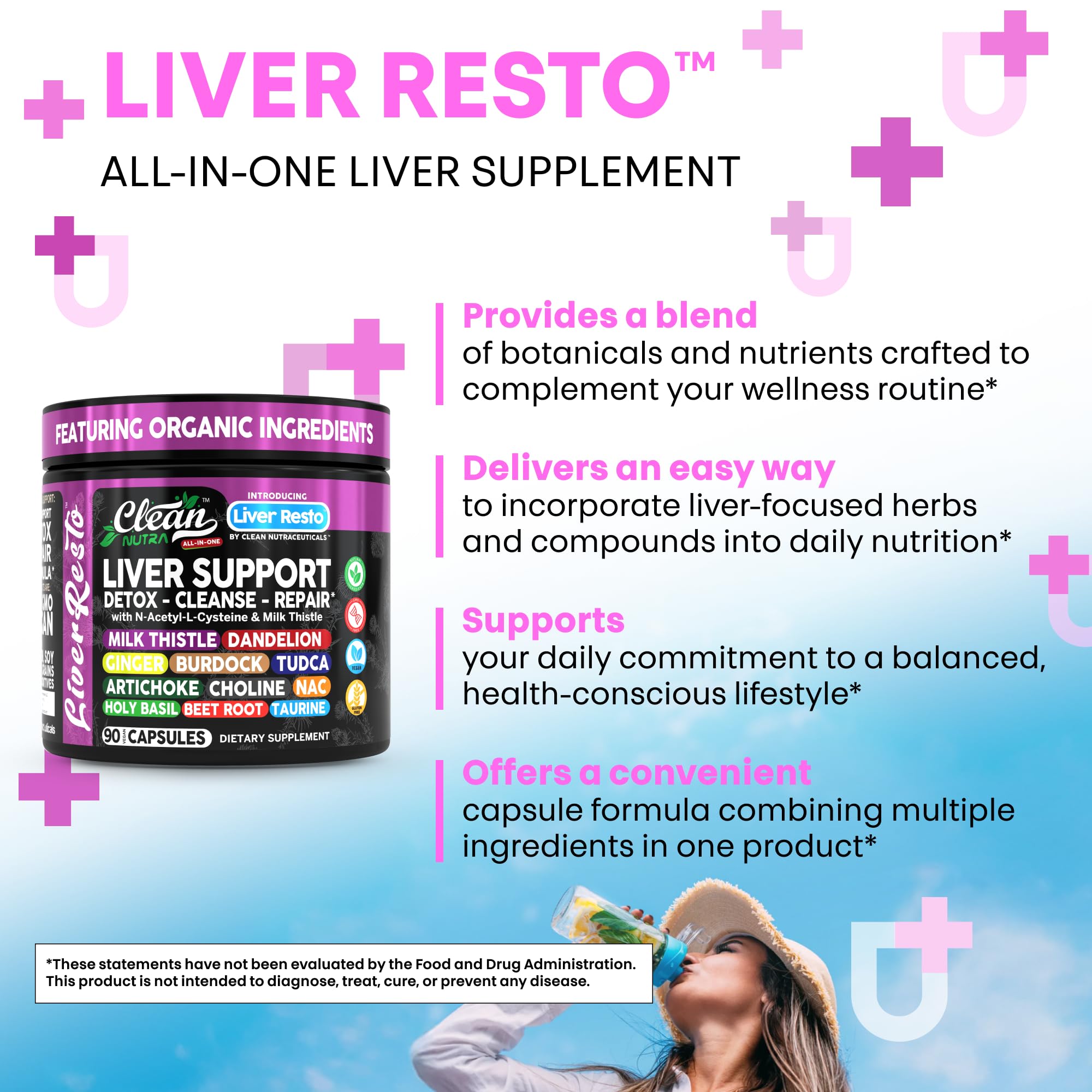 Clean Nutraceuticals Liver Resto TUDCA capsules illustrate advanced liver care