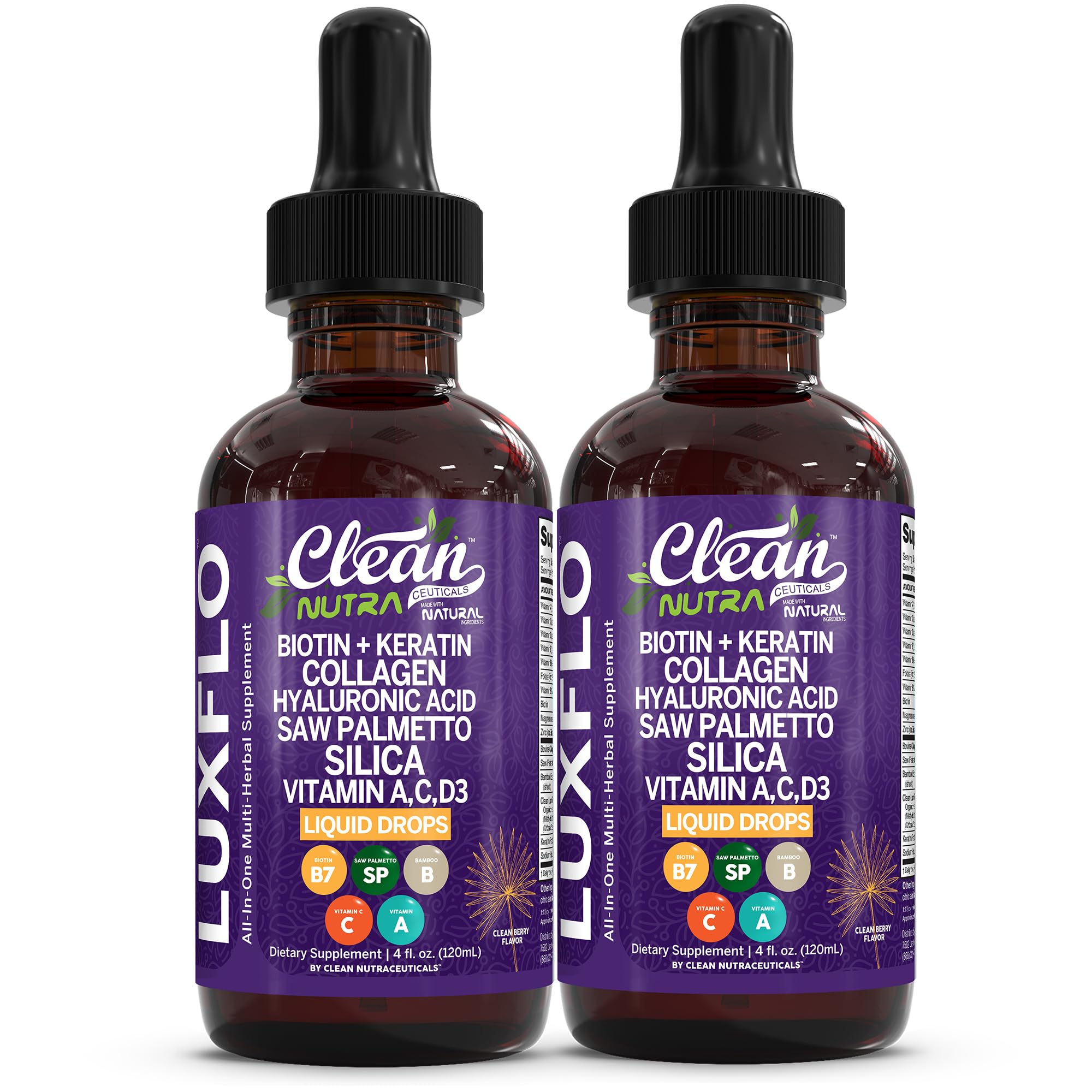 LuxGlo by Clean Nutra bottle pour supporting hair, skin, and nails