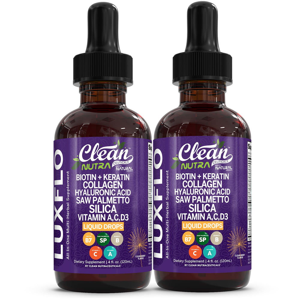 LuxGlo by Clean Nutra bottle pour supporting hair, skin, and nails