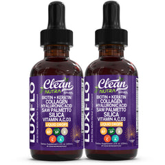 LuxGlo by Clean Nutra bottle pour supporting hair, skin, and nails