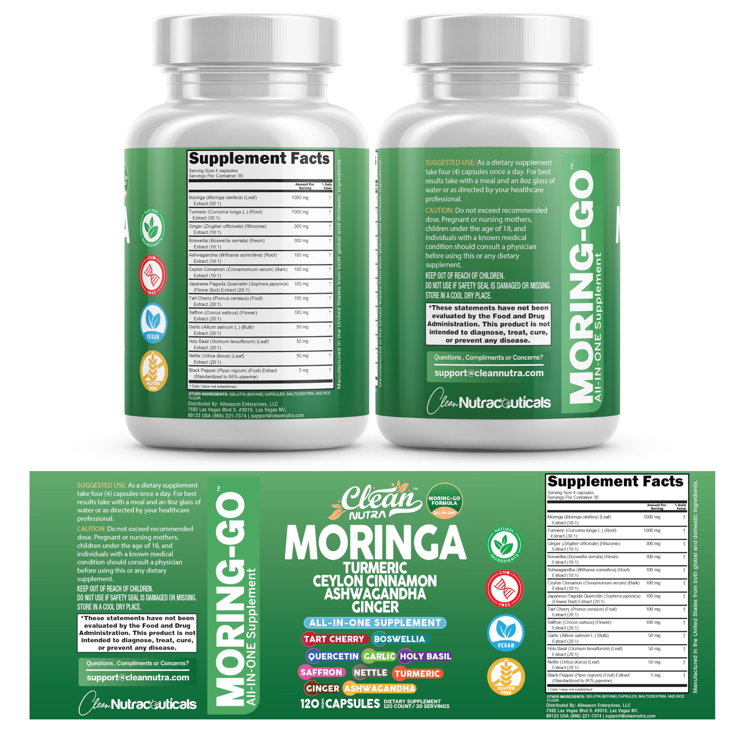 Holistic wellness vibe with Moring-Go and herbal components.
