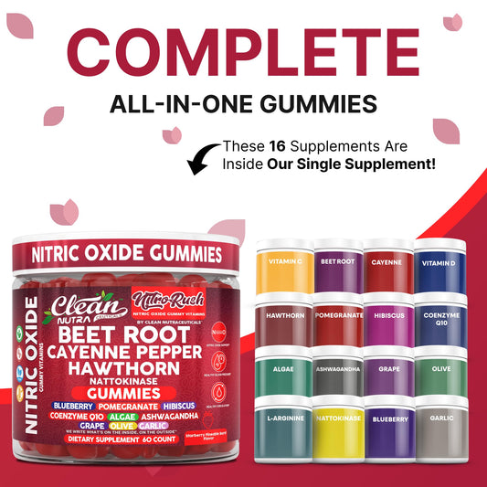 Clean Nutra Nitro Rush gummies closeup reveals strawberry pineapple flavor and chewy texture.