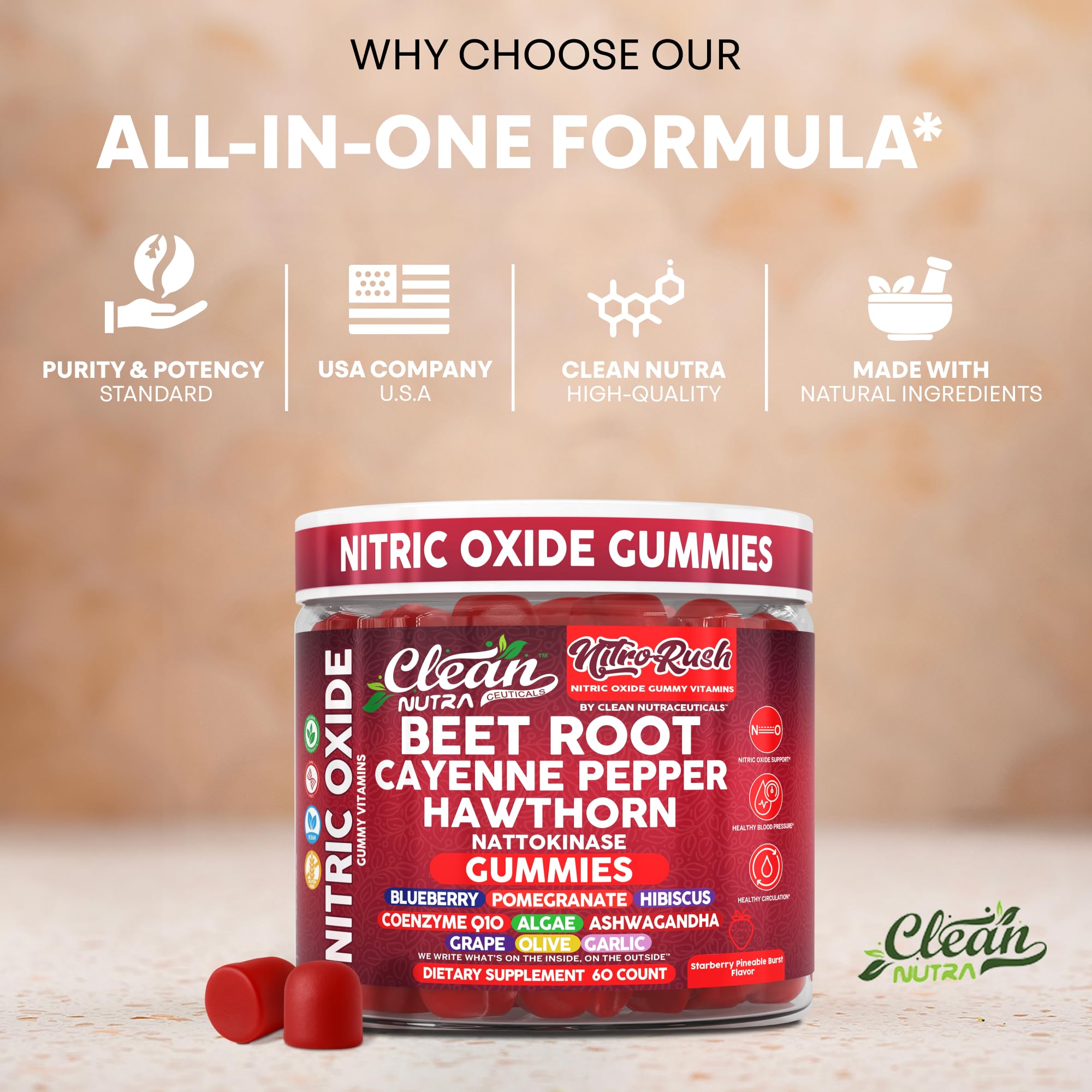 Clean Nutra Nitro Rush pomegranate powder detail hints natural sweetness.
