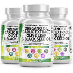 Clean Nutraceuticals oregano oil garlic combo bottle for daily immune support and digestive health.