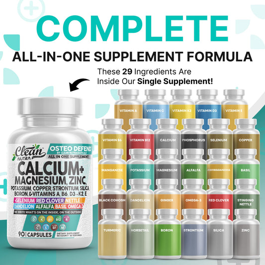 Clean Nutraceuticals Osteo Defend bottle being poured for daily capsule routine.