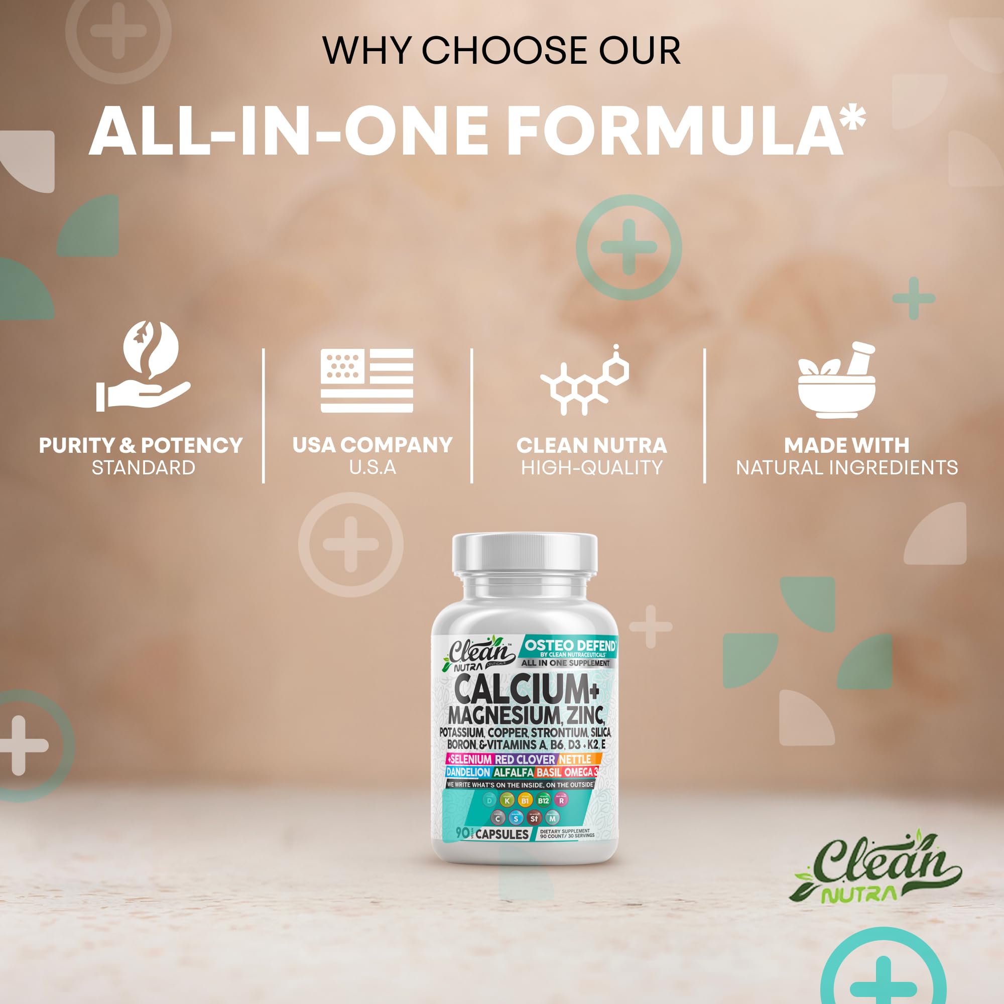 D3 and K2 vitamins with omega-3 in Osteo Defend.