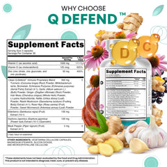 Elderberry and turmeric visuals in Q Defend for seasonal wellness and balance.