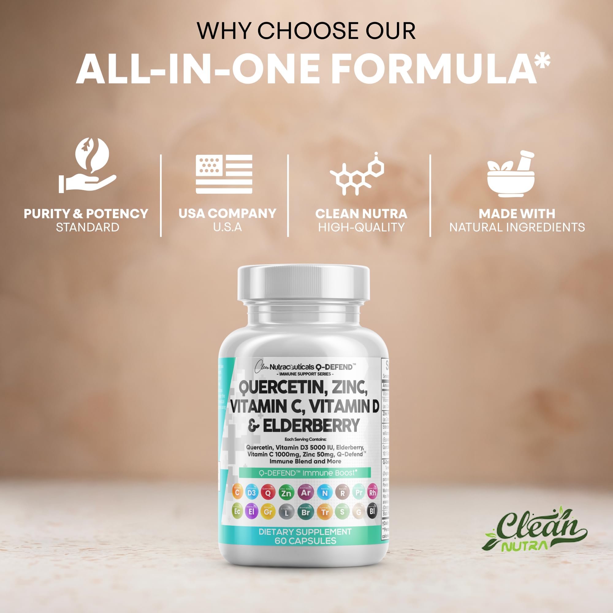 Garlic and lysine components in Q Defend for immune support and gut balance.