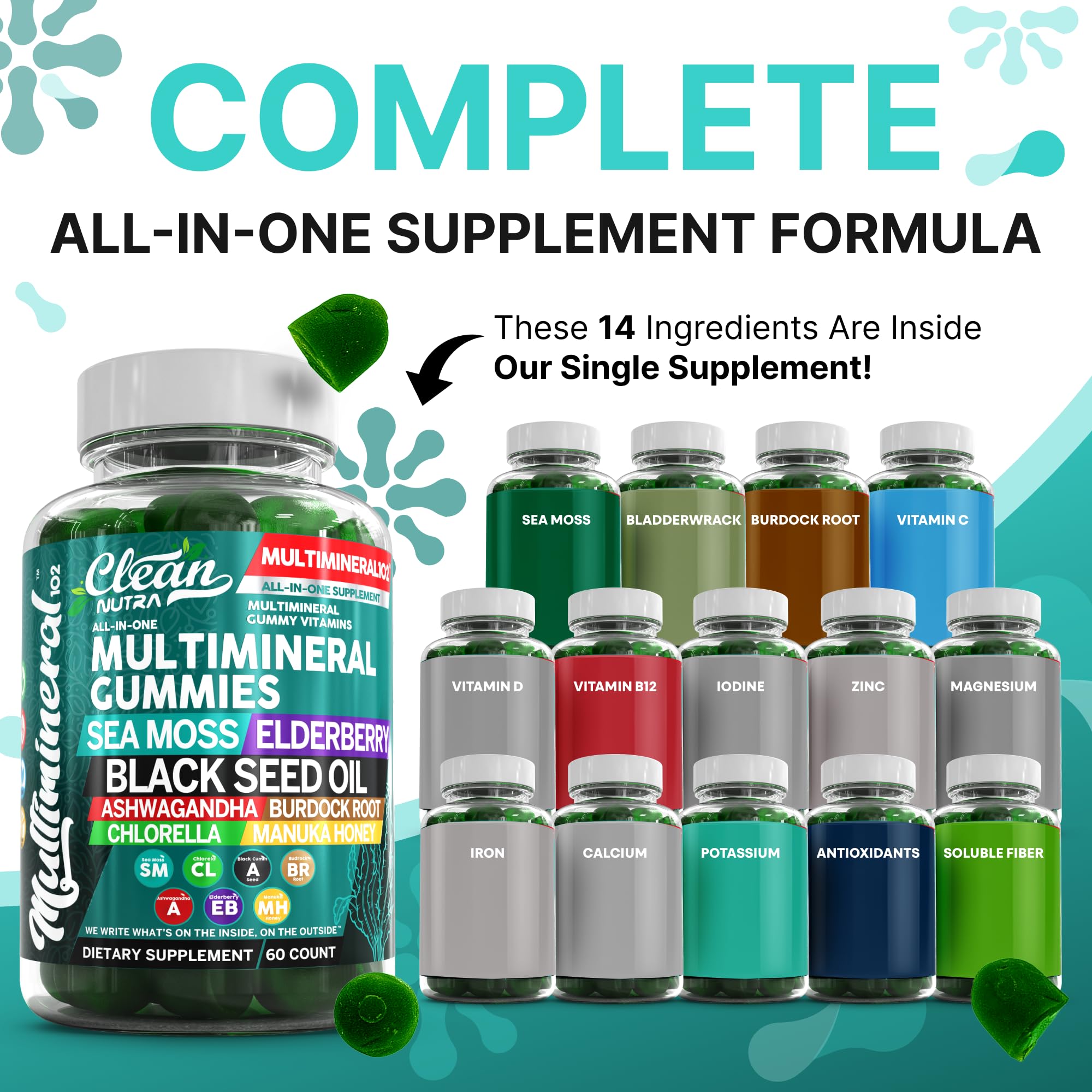 Clean Nutra Gummies texture close-up, showing natural color and chewable daily support
