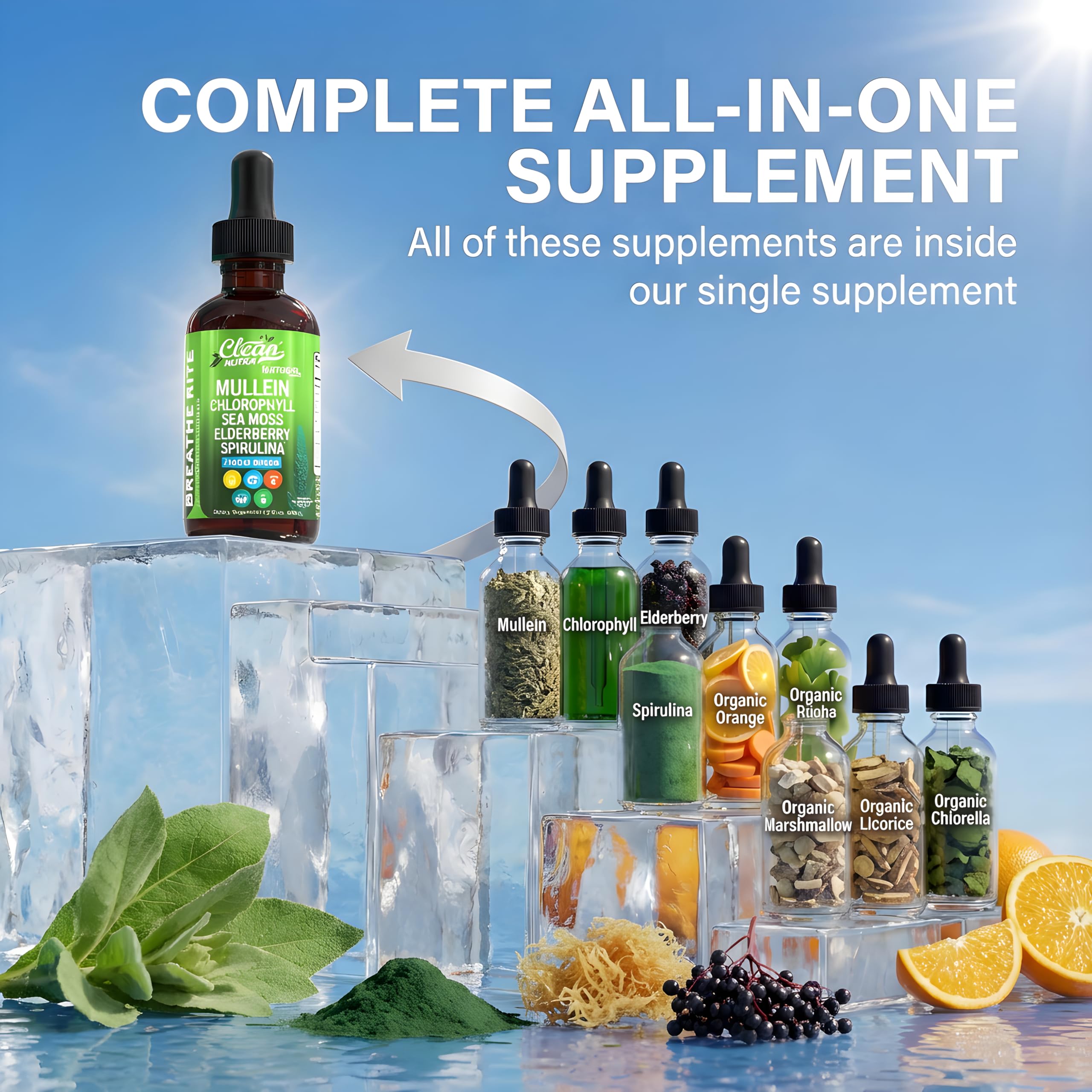 Clean Nutra spirulina powder image suggests antioxidant and vitality benefits.