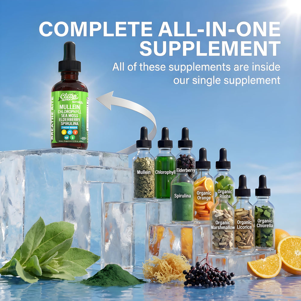 Clean Nutra spirulina powder image suggests antioxidant and vitality benefits.