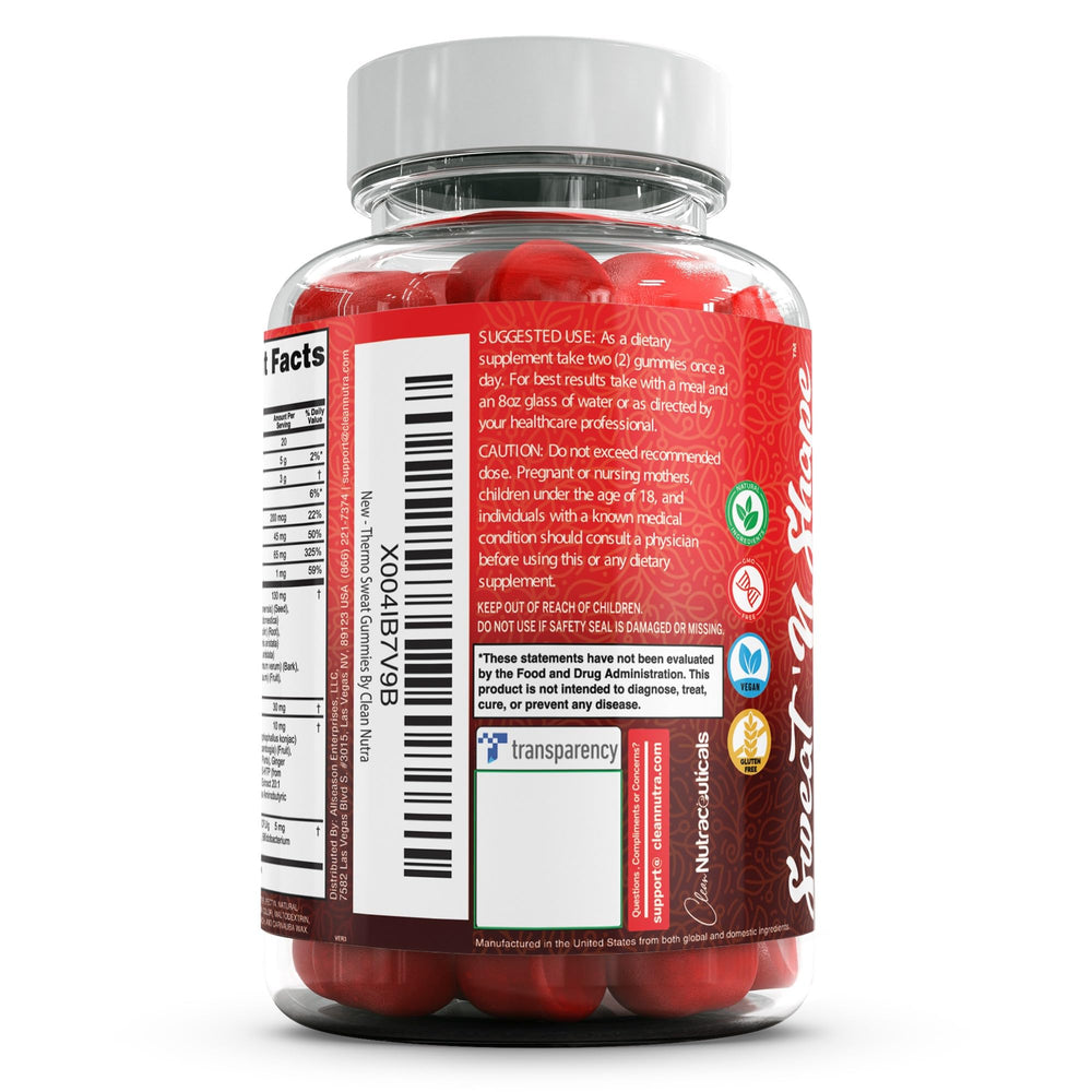 Gym bag-ready Sweat N' Shape gummies for on-the-go.