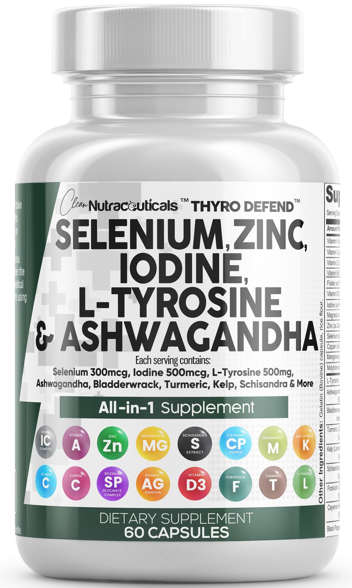 Clean Nutra ThyroDefend bottle front view showing thyroid support packaging