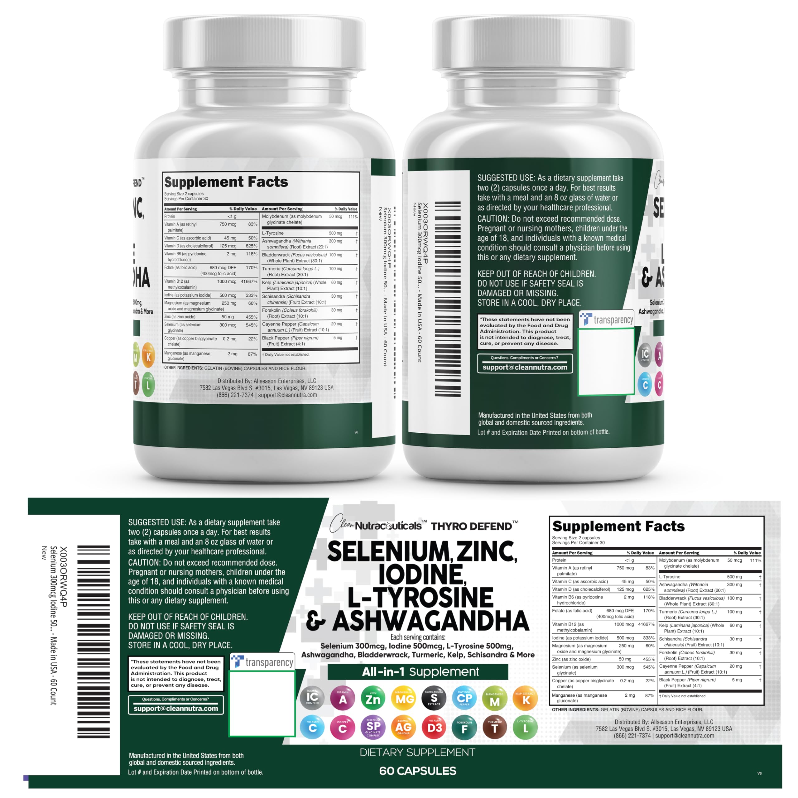 Ingredient scoop with Clean Nutra ThyroDefend to illustrate nutrients
