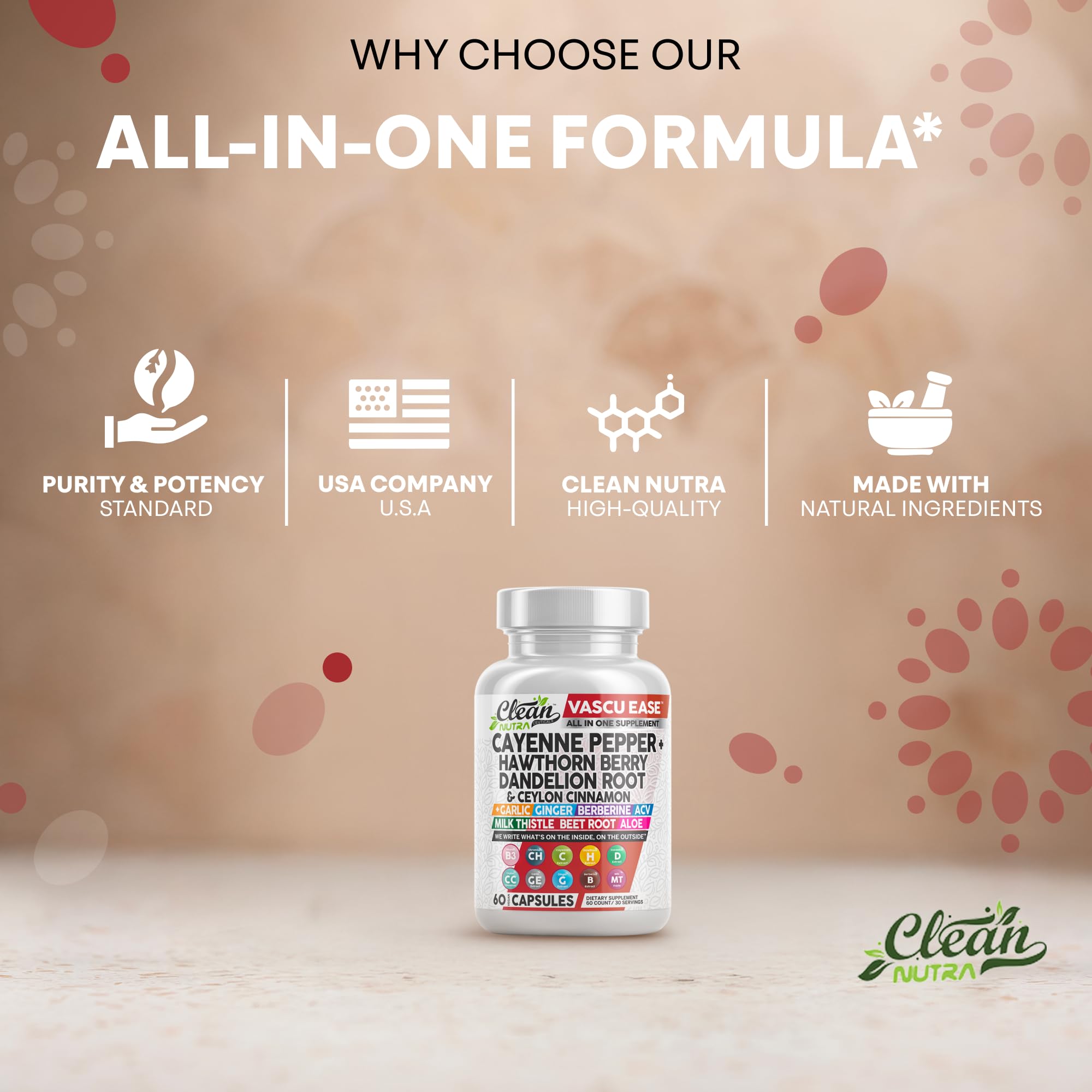 Ingredients panel image conveys a herbal blend for digestive balance