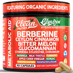 Clean Nutraceuticals berberine cinnamon bottle front promotes daily balance