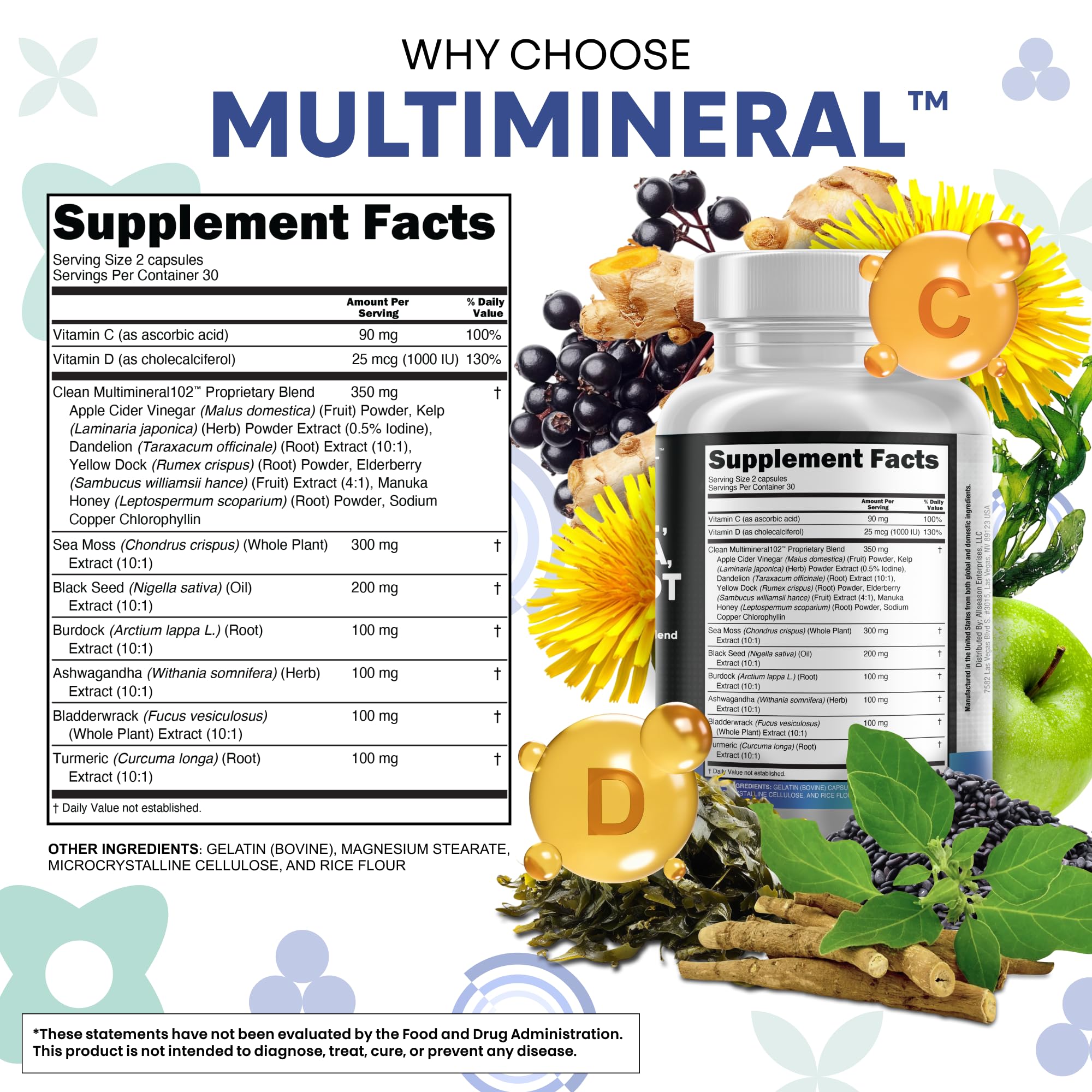 Clean Nutraceuticals Bladderwrack Burdock root capsules for holistic daily care
