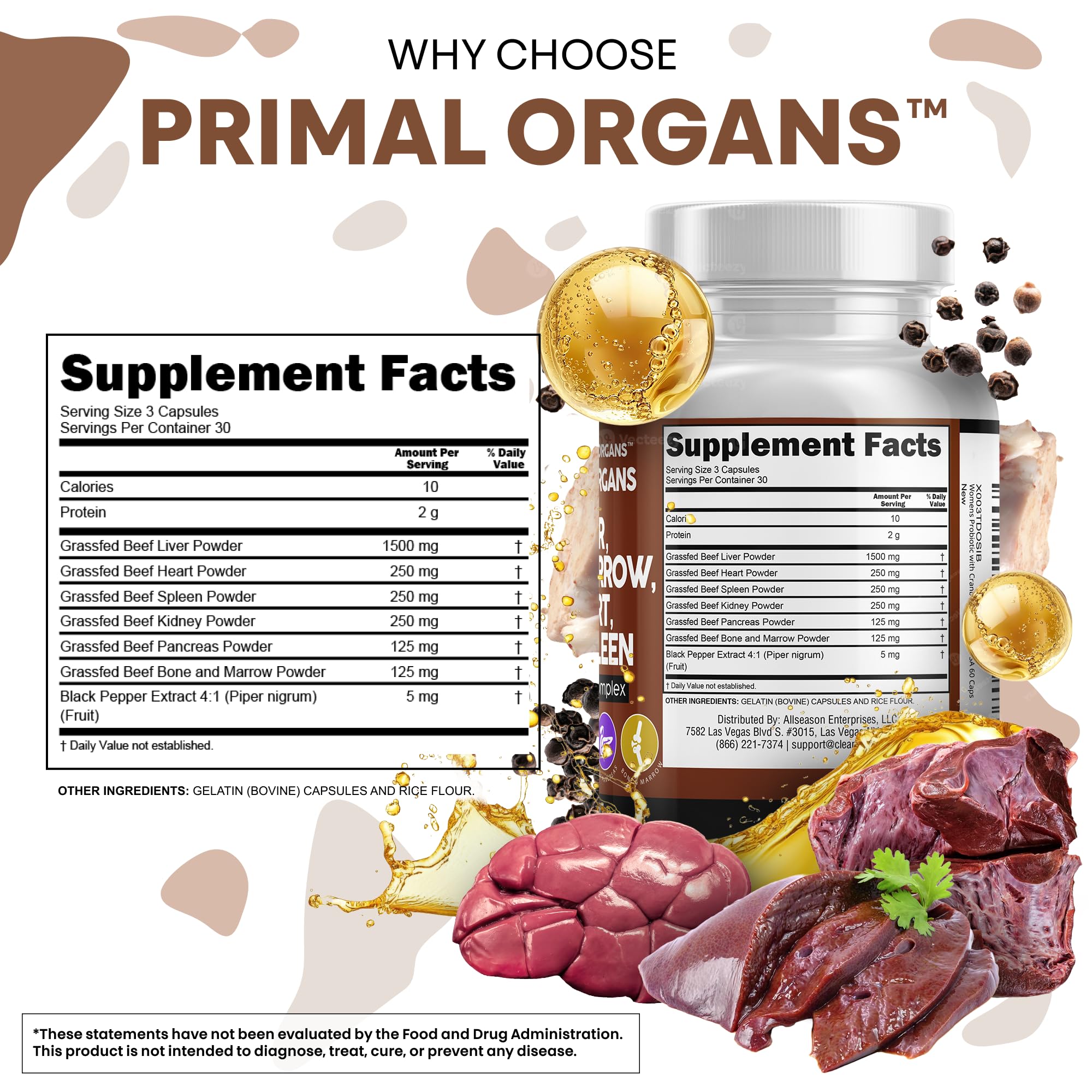 Clean Nutraceuticals bone and marrow capsules view.