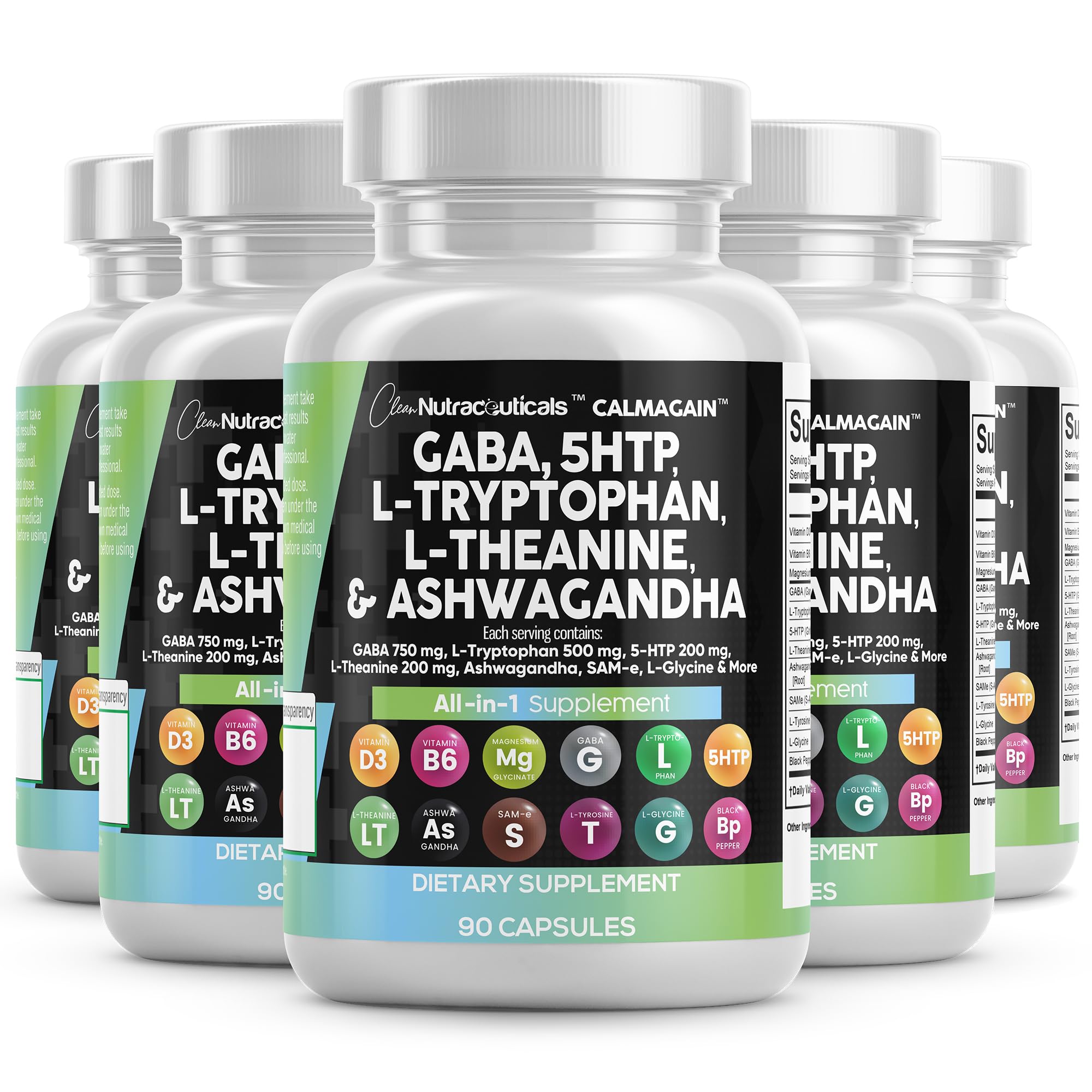 Clean Nutraceuticals CalmAgain bottle pour supports daily mood balance.