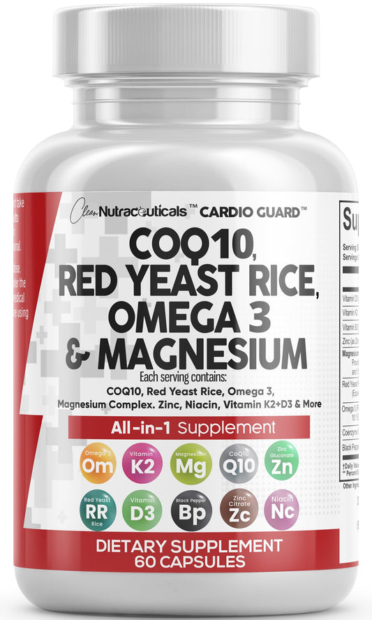 Clean Nutraceuticals CardioGuard CoQ10 bottle, supporting daily energy and vitality