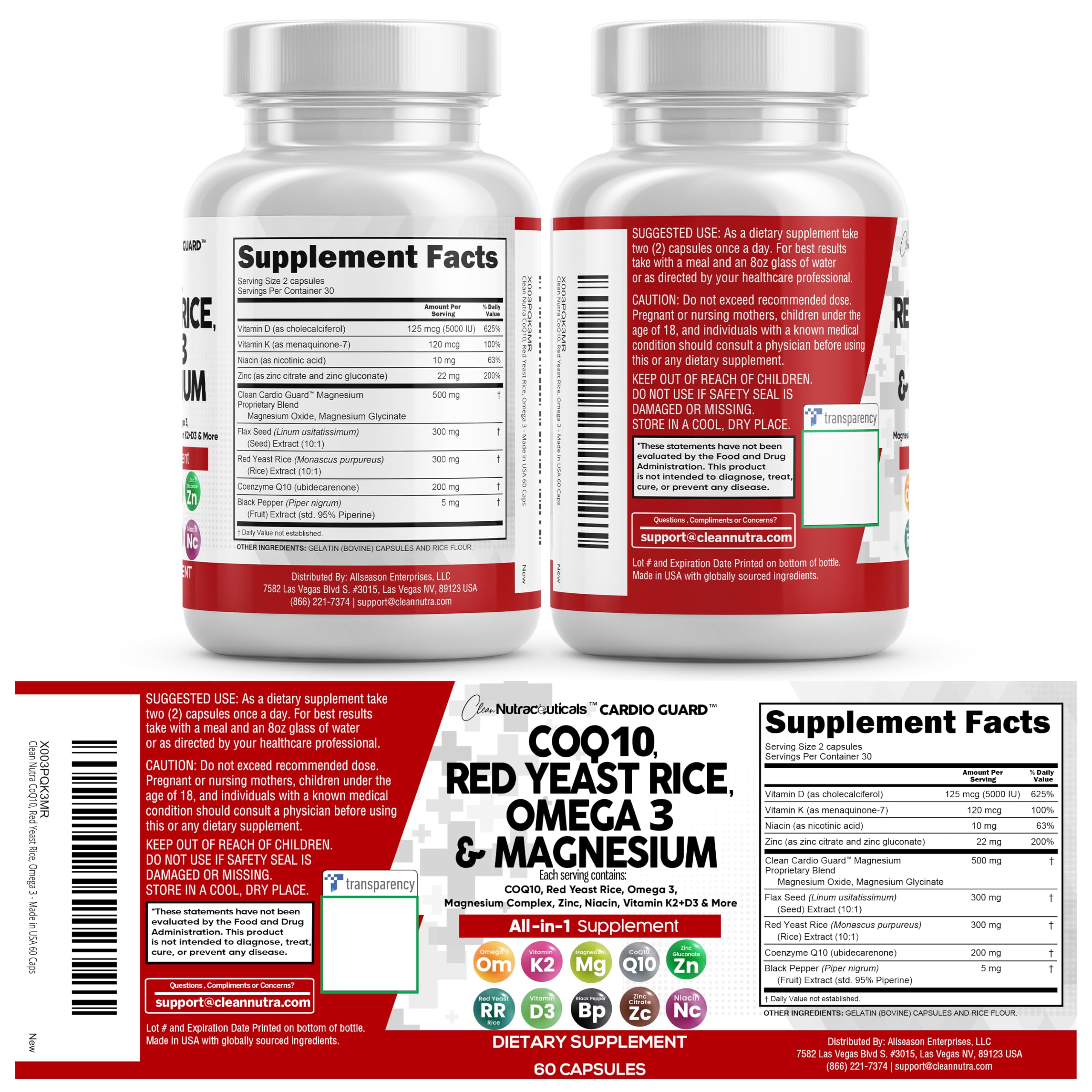 CardioGuard ingredients panel, eight-component formula at a glance