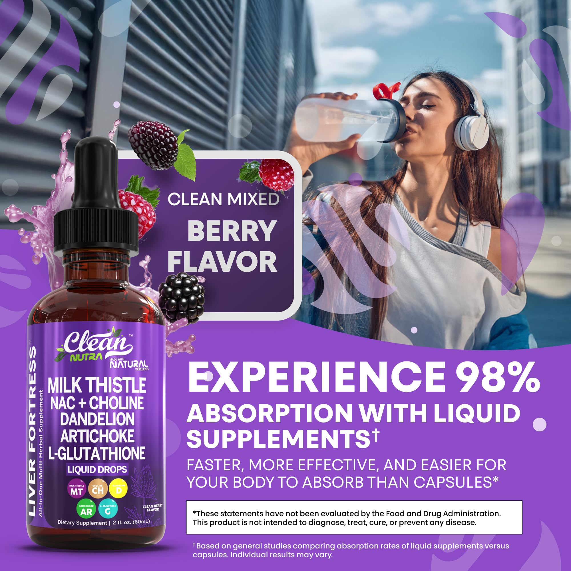 Clean Nutraceuticals Choline liquid drops to support metabolism.