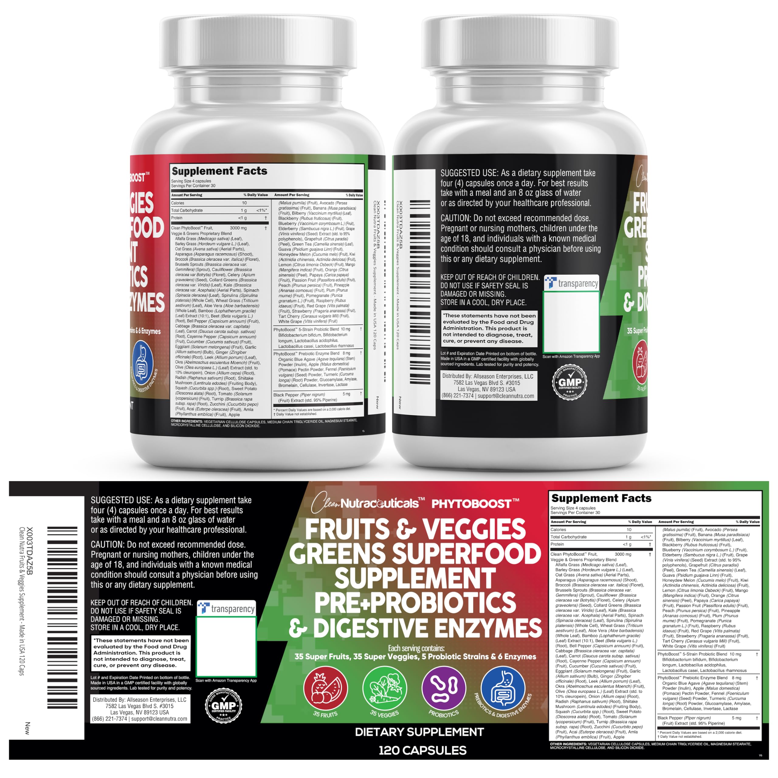 Closeup of the ingredient blend for greens and fruits