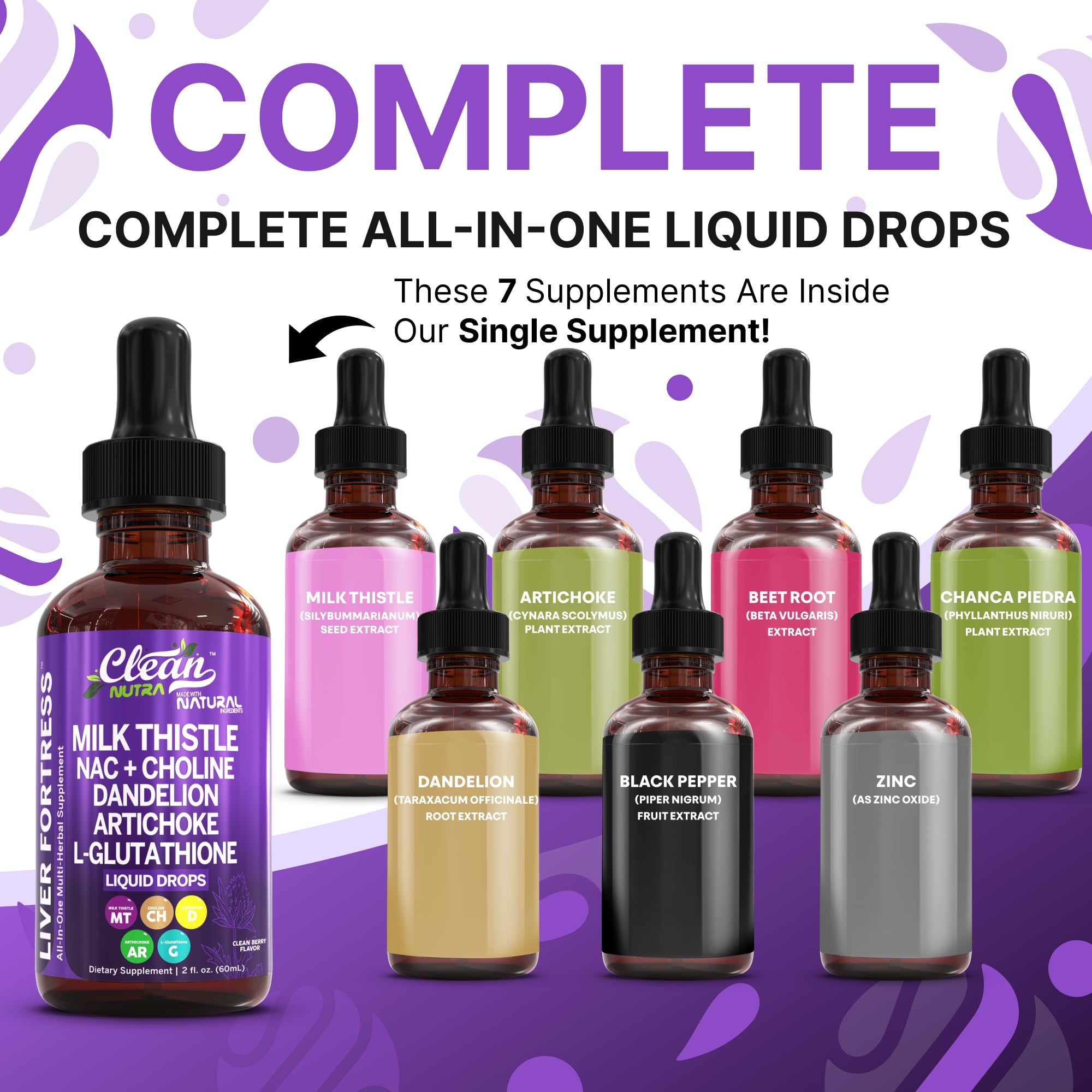 Clean Nutraceuticals Dandelion root liver support drops for daily wellness.