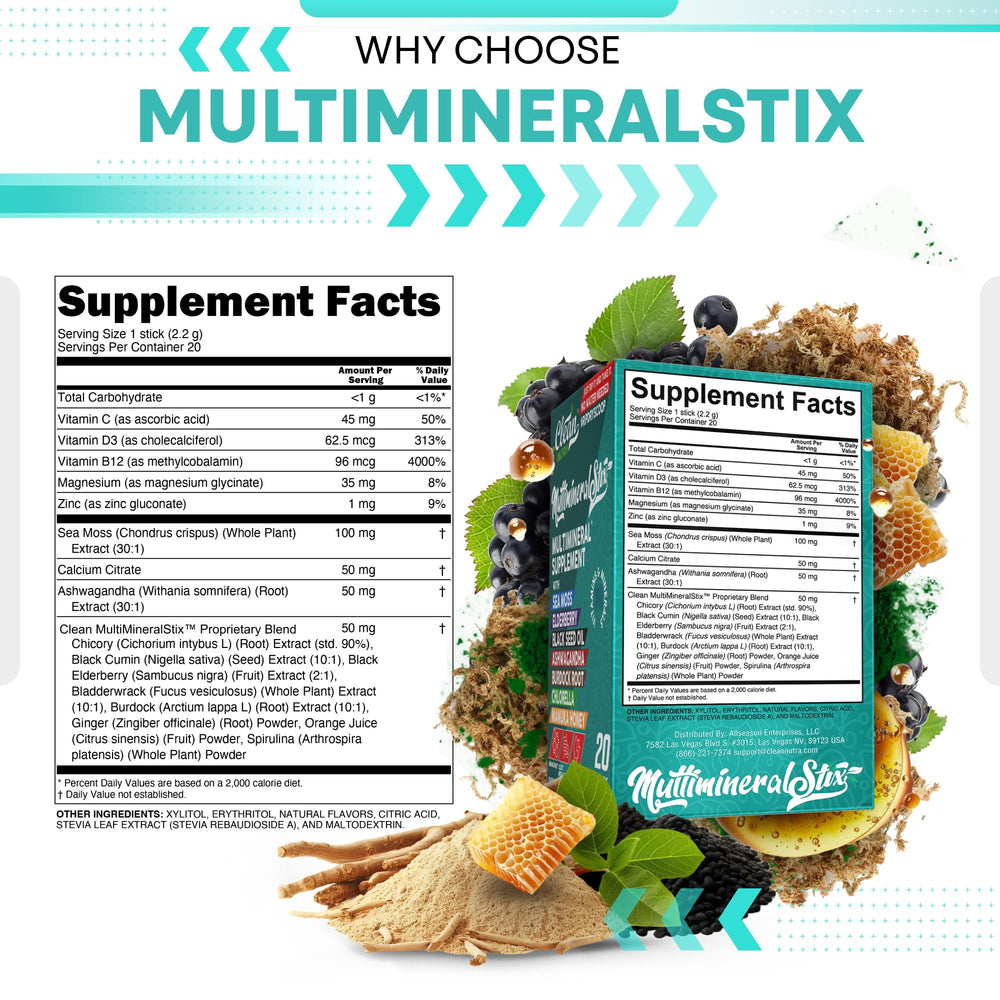 Ingredients from Clean Nutraceuticals including elderberry and ashwagandha displayed.