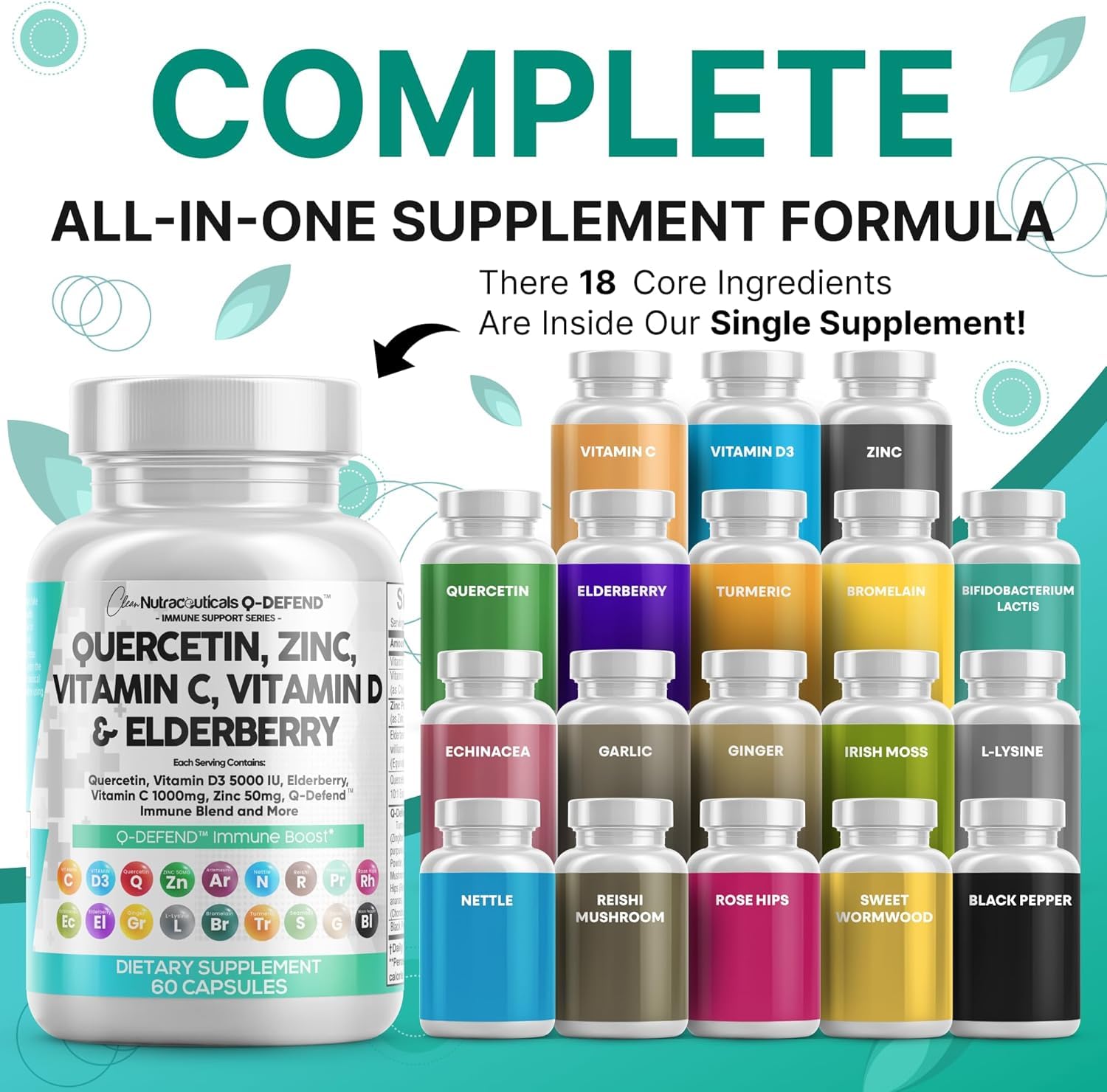 Elderberry and turmeric capsules by Clean Nutraceuticals for antioxidant-friendly blend